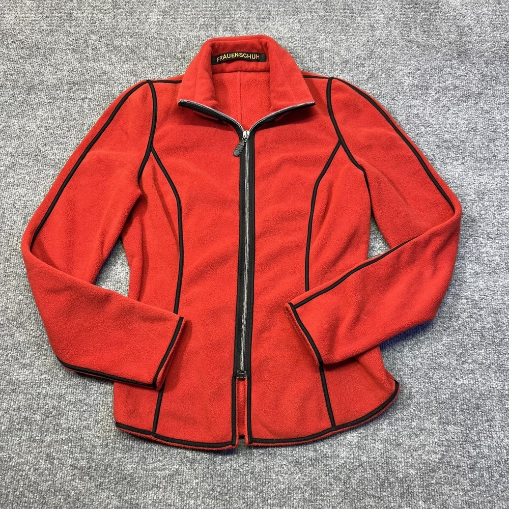 Frauenschuh Jacket Womens Small Red Fleece Full Zip Slim Fit Polartec Outdoor